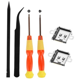 WANGCL 6Pcs Charging Port Replacement Repair Tool Compatible for NS SWITCH With 2 x USB Charging Port 2 x Screwdrivers 1x Tweezer 1x Pry