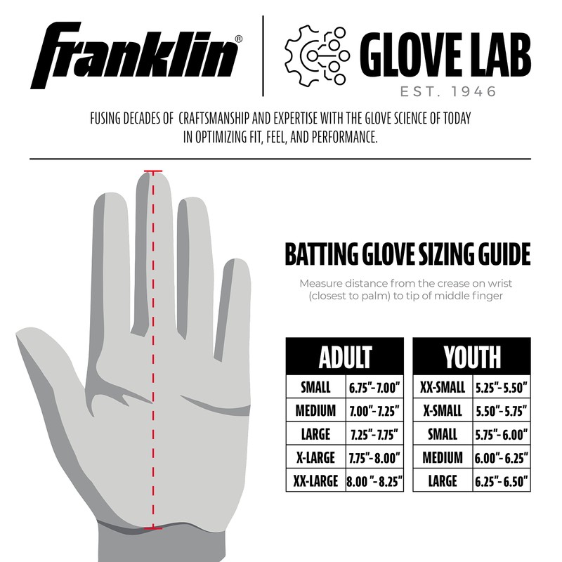 Franklin 20895 CFX PRO HI LITE Baseball Batting Gloves, Ambidextrous,