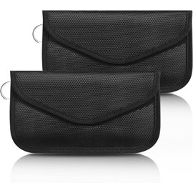 2 Pack Faraday Bag for Cell Phones and Car Key, Signal Blocker Pouch, Anti-Tracking, RFID Signal Blocking, Fire Retardant, Waterproof Faraday Pouch for Privacy, Anti-Hacking Case Blocker