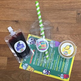 Bubble Tea Starter Kit. Makes 1-2 Drinks - Choose Your Own Flavour Bubbles and Syrup (Passion Fruit Syrup, Blueberry Syrup)