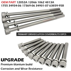 GOLKNHA Primary Gasket & Clutch Primary Cover Titanium Alloy Bolt Kit for Touring Models, Electra Glide Road Glide Street Glide Ultra Limited CVO 2007-2016 OEM#12052A 12066 1062