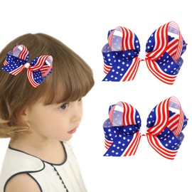 4th of July Hair Bows Patriotic Bow Hair Clips Independence Day Hair Accessories Red White and Blue Barrettes Party Favors Supplies 2Pcs