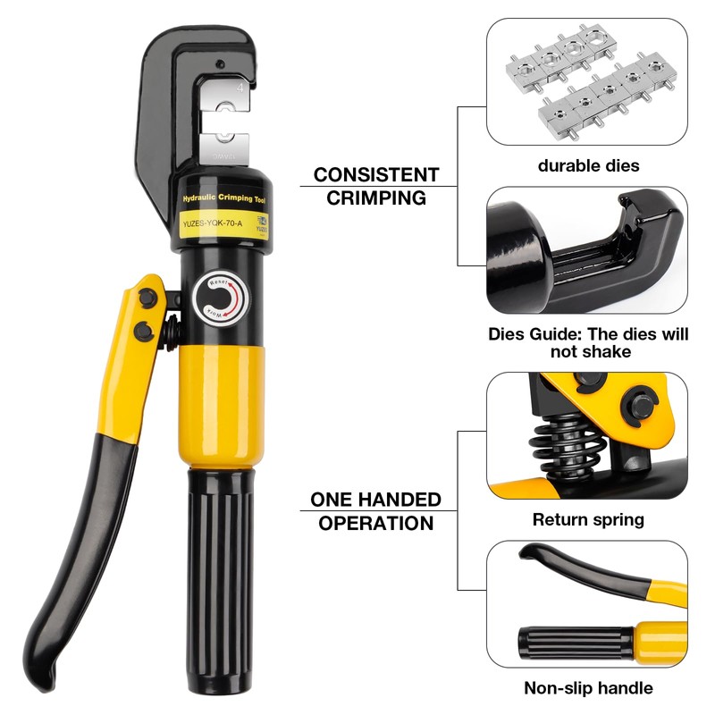 YUZES Hydraulic Crimping Tool and Cable Cutter, 12 AWG to