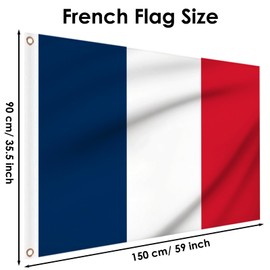French Flags 5ft x 3ft, Large France Flag with Brass Eyelets for Football Sports Games Events Party Outdoor Decorations
