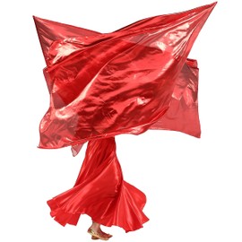 MUNAFIE Worship Square Flags Set(2 Flags+Sticks)55x78" for Dance Praise Church Flags for Worship Banderas de Danza Red