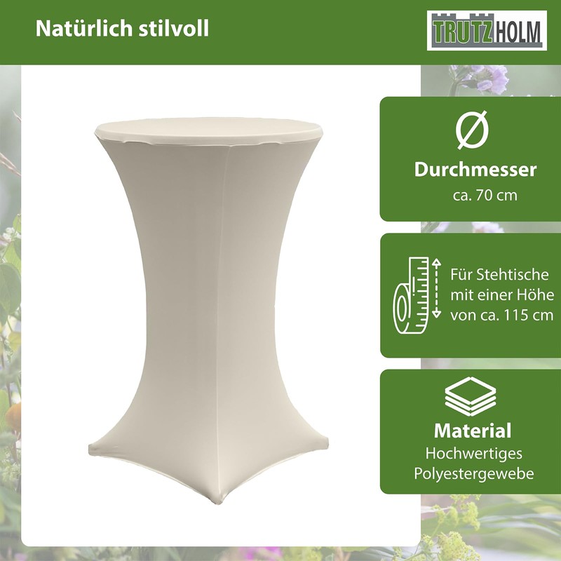 TRUTZHOLM 2 x Bar Table Covers Stretch 70 cm Beige