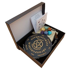 AB India Crafts Taschen Pendel Set Schwarzer Turmalin Edelstein Pendel 7 Chakra Edelsteine in Geschenkbox | Metaphysik Esoterik Hexerei