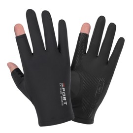 MAEXUS Fishing Gloves, 2 Fingers, Short Length, Sunburn, UV Protection, Lightweight, Anti-Slip, Breathable, Comfortable, Casting Gloves, For Fishing, Outdoor Sports, Unisex (Black)