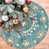 48" Large Christmas Tree Skirt, Elegant Circular Round Shape Turquoise
