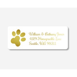 60ct - Foiled Paw Print Return Address Labels (#351-F)
