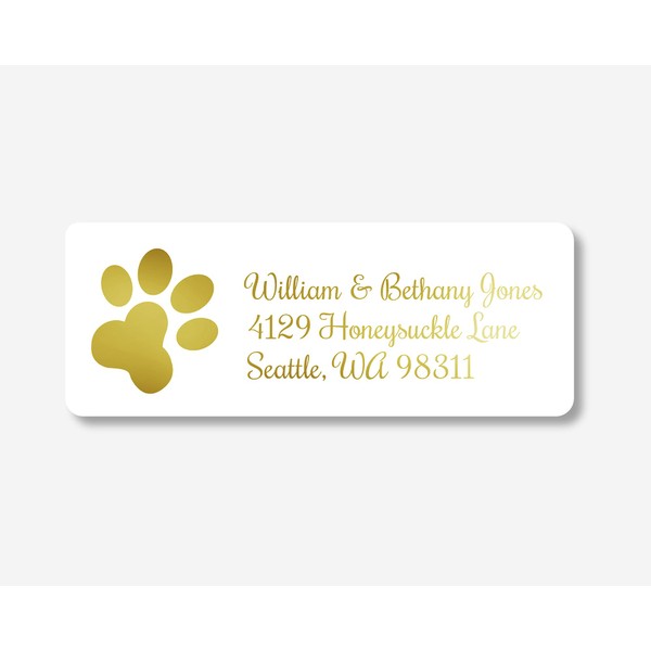 60ct - Foiled Paw Print Return Address Labels (#351-F)