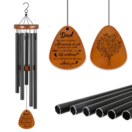 INFUNLY Memorial Wind Chimes Sympathy Wind Chimes for Loss of Dad Memorial Gifts for Loss of Father Windchimes in Memory of Dad Wooden Flower Pattern Windchimes Bereavement Gifts with Memorial Texts