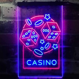 ADVPRO Casino Dice Game Man Cave Dual Colour LED Bar Light Neon Light Advertising Neon Sign Red & Blue 210 x 300 mm st6s23-i2785-rb