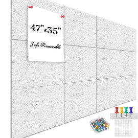Large Cork Board for Office White Grey Felt Board Alternative-12 Pack Felt Wall Tiles for Office Wall Decor,Felt Bulletin Board Tiles,Push pin Board Wall Organizer for Office