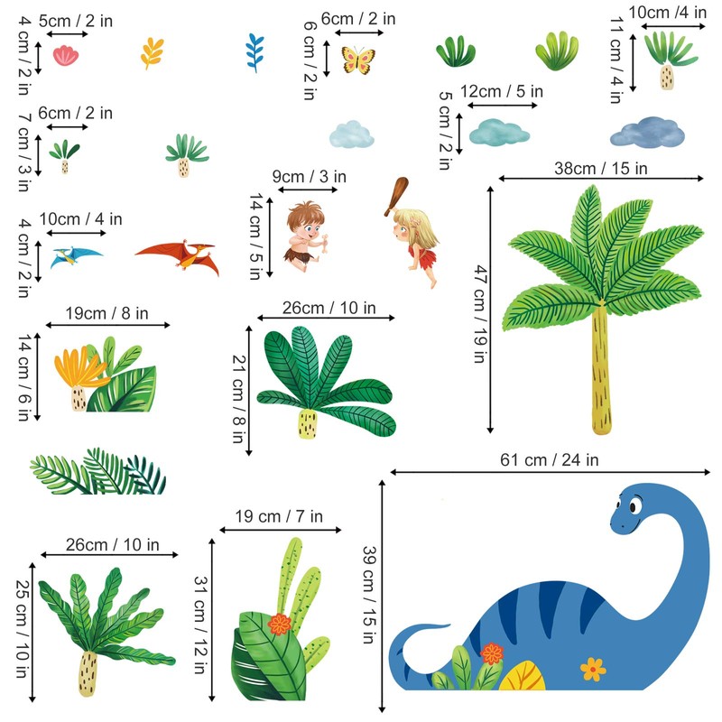 decalmile Dinosaur Wall Decals Palm Tree Kids Wall Stickers Baby