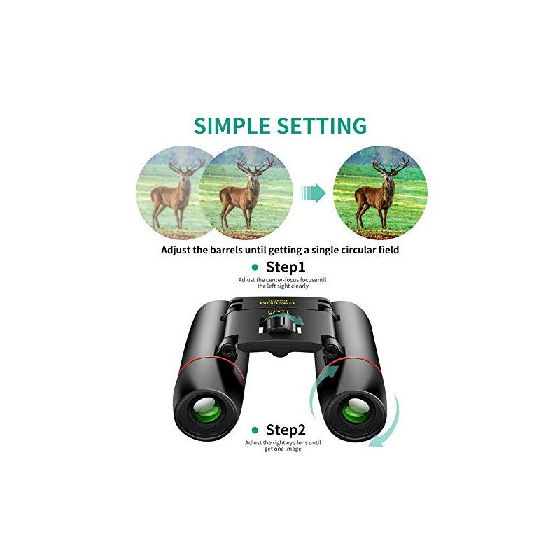 POLDR Small Pocket 12X25 Binoculars Compact Adults, Mini Kids Binoculars