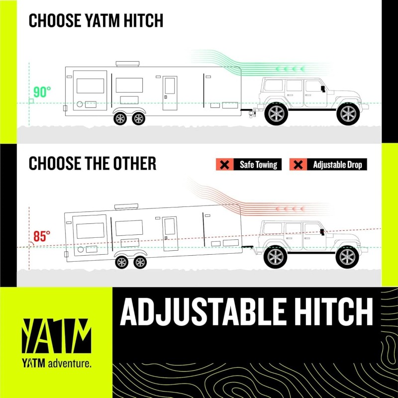 YATM Adjustable Trailer Hitch 2 Inch Receiver Drop Hitch 9