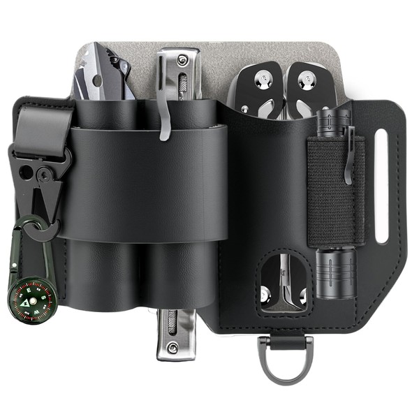 ENNSOO Tool Pouch with Belt Hole, Artificial Leather EDC Pouch,