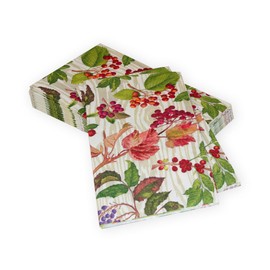 Berry Botanical Taupe Guest Towel Napkins - 15 Per Package - 4 Units