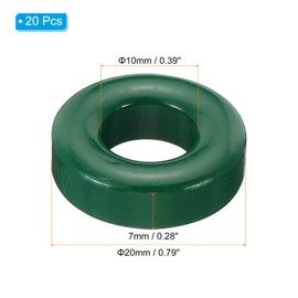 PATIKIL Ferrite Toroid Core, 20 Pcs Toroid Core 0.8" ODx0.4" IDx0.3" H Ferrite Rings Transformer Ferrite Toroid Cores for EMI/RFI Filters, Green