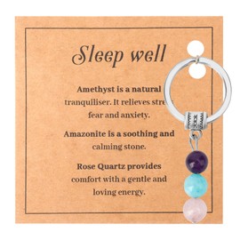 Crystal Keychain Accessories Stress Relief Gifts Anxiety Relief Items for Women Men Crystals And Healing Stones Relaxation Gifts for Women Gemstone Key Chain Valentines Day Gift for Her Him Friend Mom