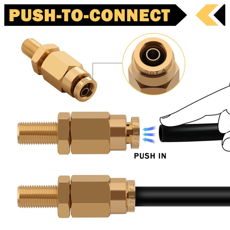 Cheemuii 1/4" Inflation Schrader Valve with Push to Connect for