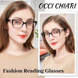 OCCI CHIARI Fashion Reading Glasses for Women 2.0 Oversized Readers 0 1.0 1.25 1.5 1.75 2.0 2.25 2.5 2.75 3.0 3.5 4.0 5.0 6.0 (Black-Purple,2.0+)