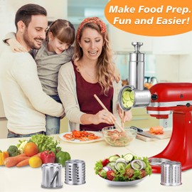 FavorKit Slicer Shredder Attachment for KitchenAid Mixers, Stainless Steel Large Salad Maker,Cheese Grater Accessories with 3 Thick Blades,Dishwasher Safe