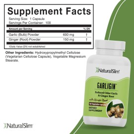 NaturalSlim Garligin - Garlic Capsules with Ginger - Blood Pressure Supplement