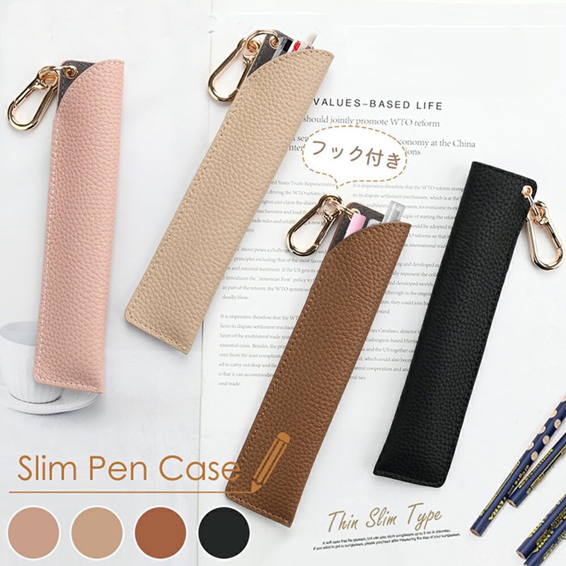 Pen Case, Cow Leather, Single Insert, Pen Holder, Slim, Simple,