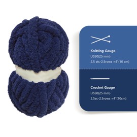 CAHOVY Tibetan Blue Chunky Chenille Yarn for Crocheting Bulky Thick Fluffy Yarn for Knitting,Super Bulky Hand Blanket, Soft Plush Yarn Crochet Carpet/Scarf/Cushion/ 8 Jumbo Pack(63.76oz/197.68yd