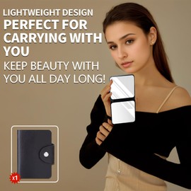 FXIANGWL Small Makeup Folding Mirror Travel Portable Folding Rectangle Compact Makeup Mirror for Women Home Office Travel Double Sided Pattern Design with Black Card Bag, Colored Marble