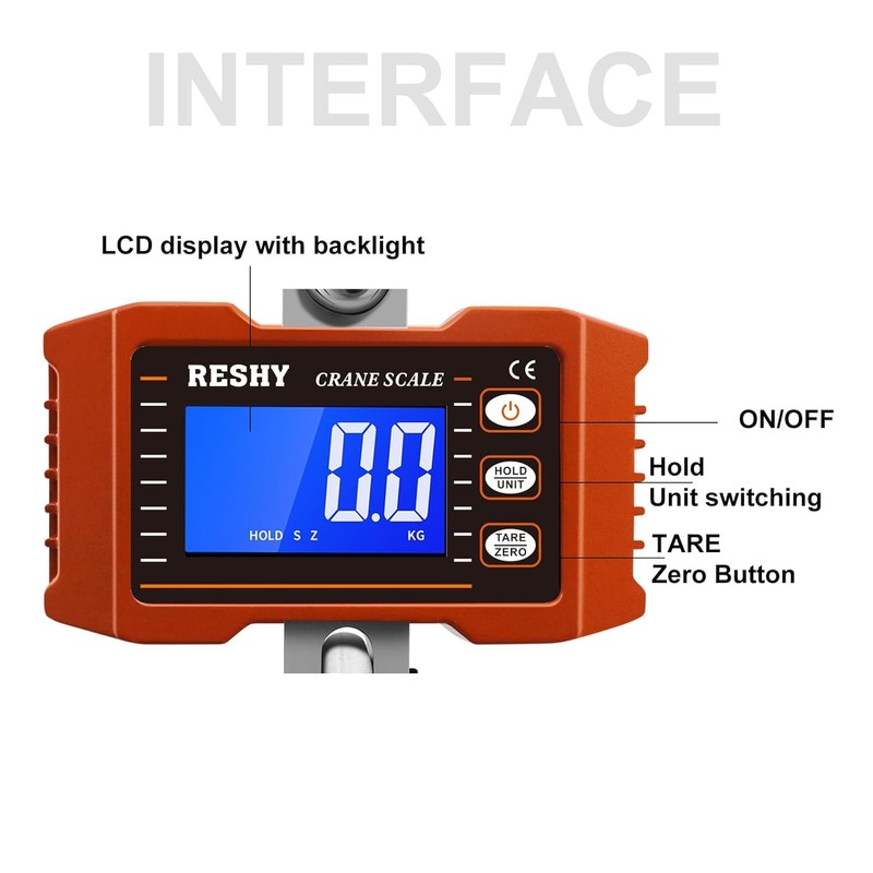 RESHY Digital Crane Scale 2200lb/1000Kg Digital Hanging Scale Industrial Heavy