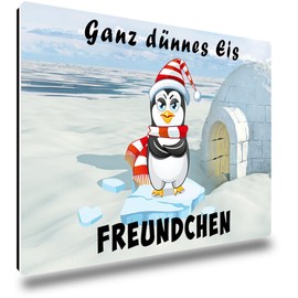 TRIOSK Fridge Magnet Strong Penguin Magnet Sayings Funny Animal Motif with Saying Very Thin Ice Cream Friend Gift for Penguin Fans