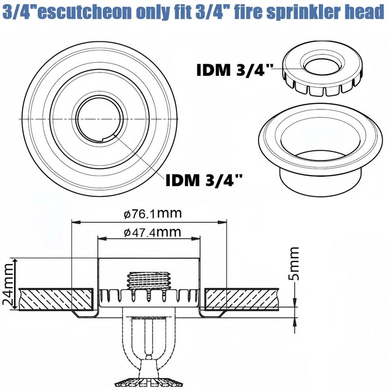 Happy Tree (6 Pack) 3/4" IPS Fire Sprinkler Head Escutcheon