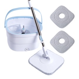KLLHSUUL Spin Mop and Bucket System, with Dirty/Clean Water Separation System, Self-Wringing 360 Rotating Mop Head for Hardwood, Tile, Marble,Floor