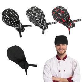 KASESSS 4 Pieces Chef Hat Unisex, Chefs Hat Elastic, Chef Hats Fashion, Chef Cap Adjustable, Chef Hats for Men Women, Kitchen Hat Professional, Chef Bandana Hat for Restaurant Hotel Catering Clubber