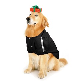 NAMSAN Dog Jumper, Warm Dog Clothing, Winter Clothing for Large Dogs, Button Design, Dog Hoodie, Black - 4XL