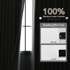 Ivory Linen Blackout Curtains for Bedroom 90 Inch Length 2 Panels Set Back Tab Pocket Neutral Farmhouse Living Room Darkening Curtains Track System Thermal Insulated Black Out Drapes 52x90