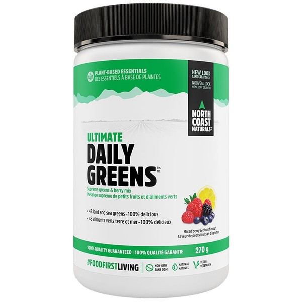 North Coast Naturals Ultimate Daily Greens Powder (Two New Flavours!), Natural Mixed Berry & Citrus / 270g