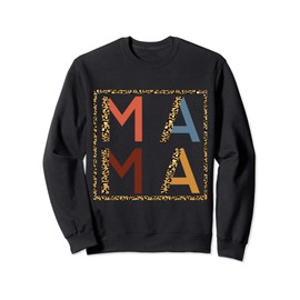 Mama Leopard Vintage Color Text Square Trendy Momlife Design Sweatshirt