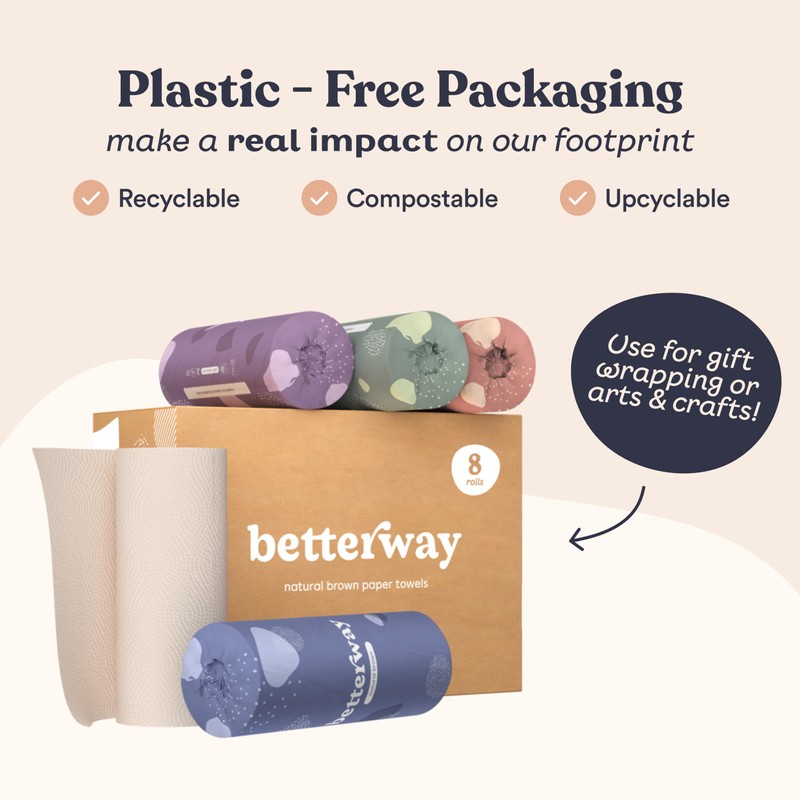 Betterway Bamboo Natural Brown Paper Towels - 8 Rolls, 2