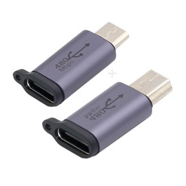 cablecc - Adaptador USB 2.0 tipo C a Micro Mini USB hembra a macho de 480 Mbps, diseño reversible con agujeros de cadena