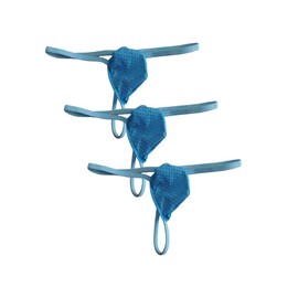Golirsteca - Tanga de nailon transpirable para hombre con micro tangas, bolsa de abultamiento en la parte trasera en T, azul/azul/azul, Large