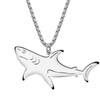 OUSIO Ferocious Shark Necklace Stainless Steel 18K Gold Silver Plated Marine Life Pendant Jewellry Occean Themed Party Gifts for Women Sea Lovers﻿ (Silver Plated)