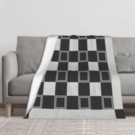 Coipdfty Checkered Blanket Plaid Throw Blanket Soft Cozy Flannel Blanket for Couch Bed (Black Checkered, Throw 50"x60")
