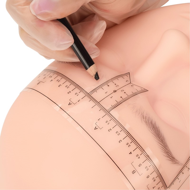 100PCS Eyebrow Ruler Stencils Clear Scale Transparent Adhesive Eyebrow Designer