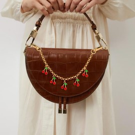 HolidayQbee Cherry Gold Keychain For Women Double Buckle Key Pendant Trendy Gold Bag Charm Keychain Accessories Car Key Chain Purse Charms Fashion Jewelry