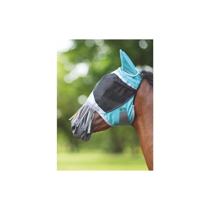 Deluxe Fly Mask with Nose Fringe (Full, Green)