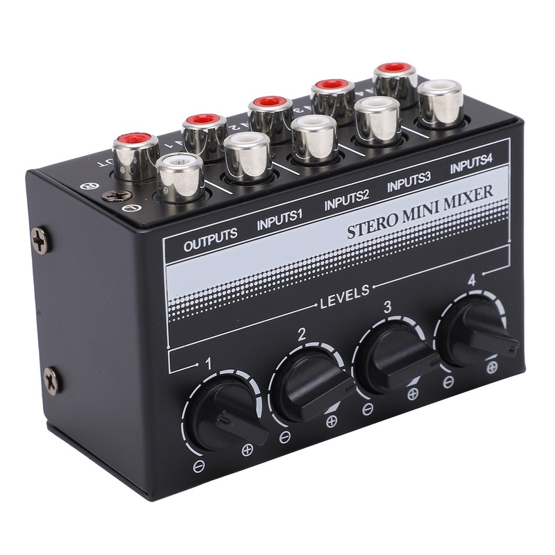 Stereo Mini Mixer Passive Audio Signal Controller 4 Channel Hub
